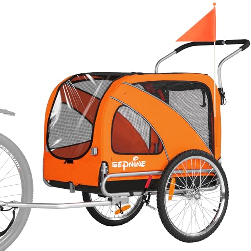 Sepnine 2 in1 Pet E-bike Trailer -68lbs with Universal Bicycle Coupler.