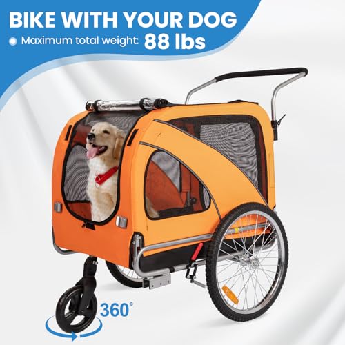 Sepnine 2 in1 Pet E-bike Trailer -68lbs with Universal Bicycle Coupler.