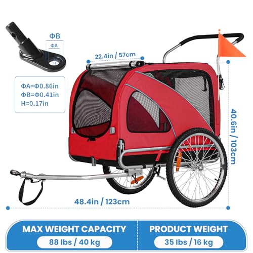 Sepnine 2 in1 Pet E-bike Trailer -68lbs with Universal Bicycle Coupler - TRIPPER ELECTRIC BIKES