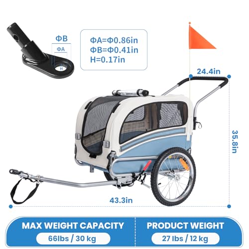 Sepnine 2 in1 Pet E-bike Trailer -68lbs with Universal Bicycle Coupler.