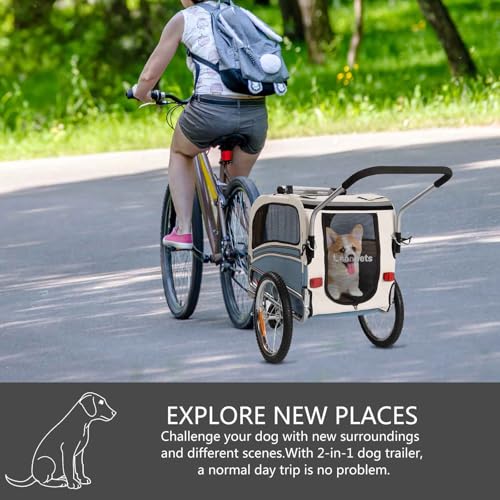 Sepnine 2 in1 Pet E-bike Trailer -68lbs with Universal Bicycle Coupler.