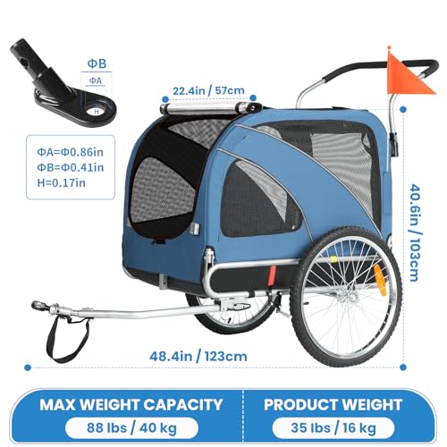 Sepnine 2 in1 Pet E-bike Trailer -68lbs with Universal Bicycle Coupler - TRIPPER ELECTRIC BIKES