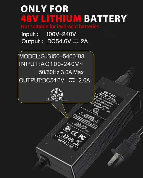 54.6V 2A Electric Bike Charger - Universal 5 Outputs - TRIPPER ELECTRIC BIKES