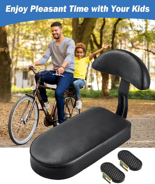 Kids Bike Seat Set, Comfort Bike Seat with Backrest, Wide Child Bicycle Rear