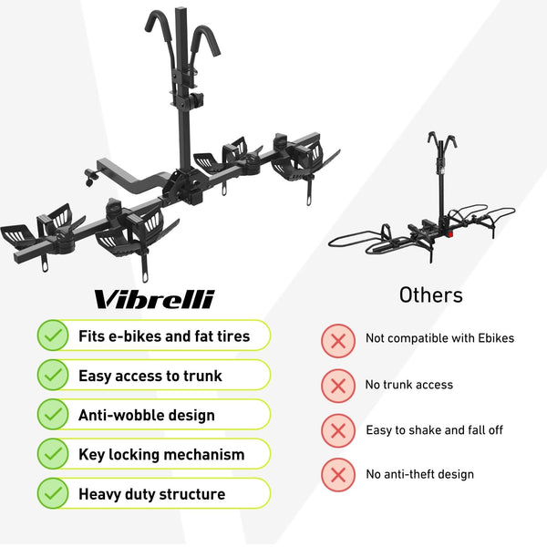 Vibrelli Electric Bike Hitch Rack - 130lbs.
