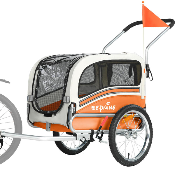 Sepnine 2 in1 Pet E-bike Trailer -68lbs with Universal Bicycle Coupler.