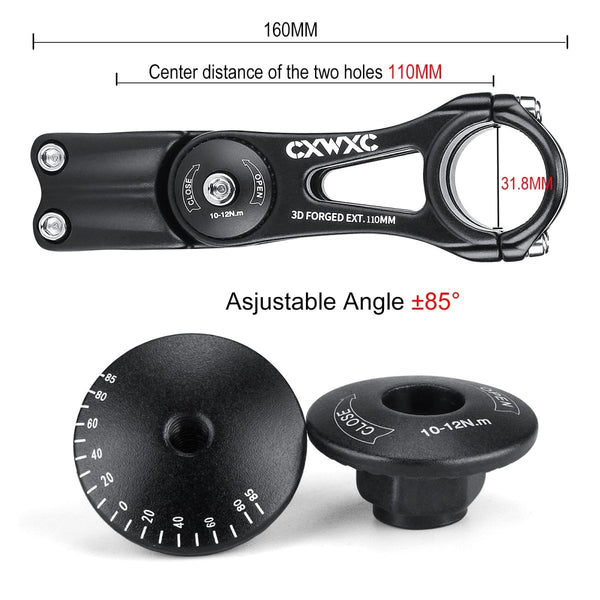CXW Adjustable E - MTB Stem 31.8mm 85 Degree - TRIPPER ELECTRIC BIKES