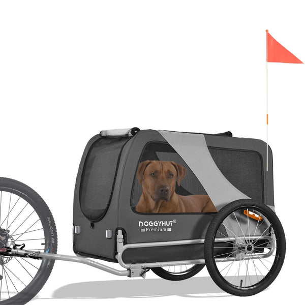 DOGGYHUT® Premium XL Pet Bike Trailer - 100lbs Capacity.