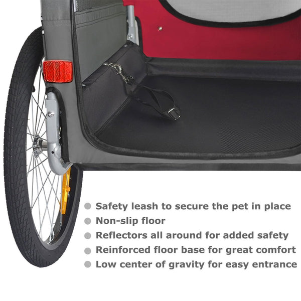 DOGGYHUT® Premium XL Pet Bike Trailer - 100lbs Capacity.