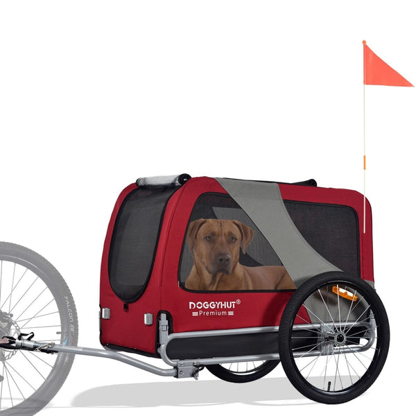 DOGGYHUT® Premium XL Pet Bike Trailer - 100lbs Capacity.