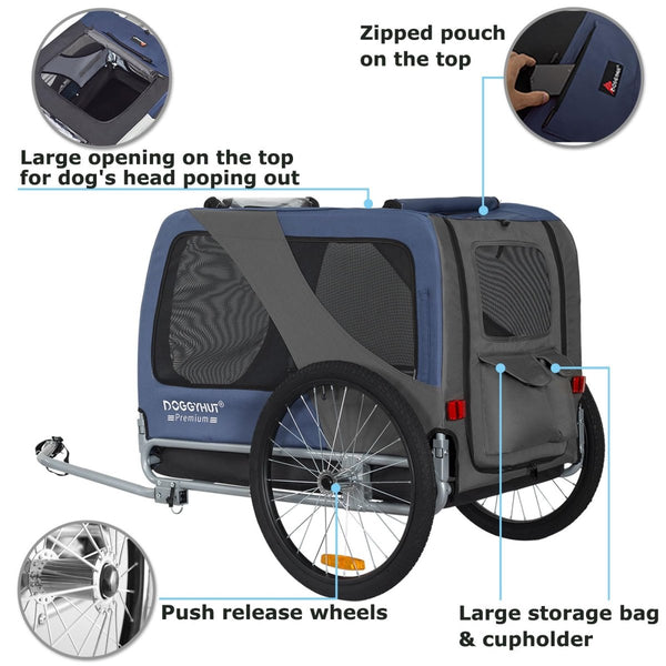 DOGGYHUT® Premium XL Pet Bike Trailer - 100lbs Capacity - TRIPPER ELECTRIC BIKES