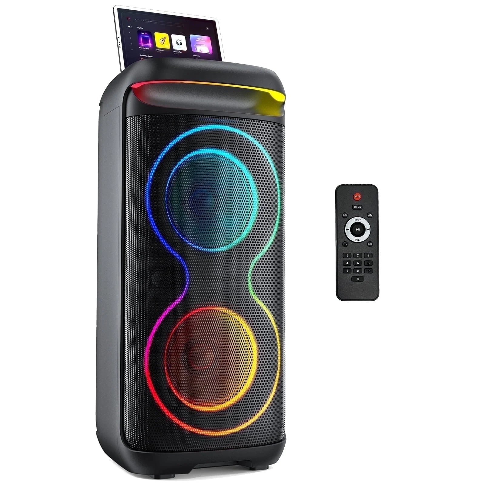 Speaker, Big Bluetooth Speaker with DJ Lights, Portable Large Outdoor Speakers Wireless Bluetooth Party Speaker with Remote Control, Stereo Speakers, T20