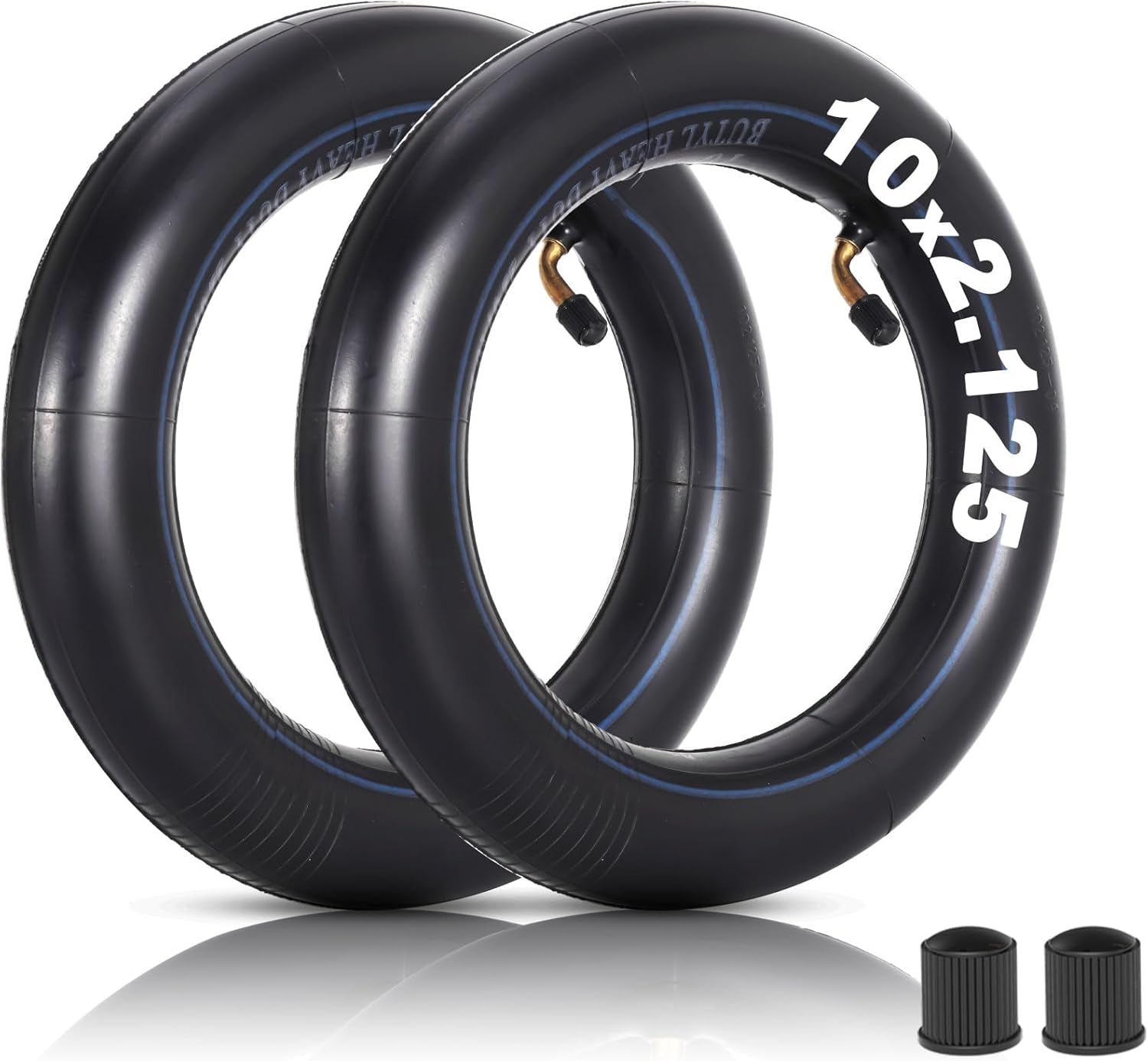 2-Pack Heavy-Duty 10 X 2.125 Replacement Inner Tube with 45° Valve for Self Balancing Electric Scooter Roadster Tricycle Stroller Kids Bike Drift Board
