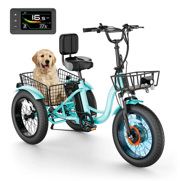 750W Motor Electric Tricycle for Adults, 7 Speed 20 X 4.0 Inch Fat Tire 3 Wheel Electric Bike, 48V Removable Battery, Motorized Trike with Carry Cargo Front & Rear Basket