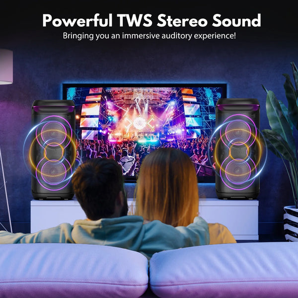 Speaker, Big Bluetooth Speaker with DJ Lights, Portable Large Outdoor Speakers Wireless Bluetooth Party Speaker with Remote Control, Stereo Speakers, T20