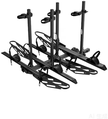 4 Bike Rack for Car Hitch Mount - Young Electric Bike Rack for Cars, SUVs, Trucks, Detachable 250 lbs Ebike Carrier for Tow Hitch Ebikes & Bikes, Folding Add-On E Bike Racks with 2" Receiver