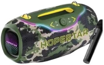 Portable Bluetooth Speaker with RGB Lights, 1Mic 10M Range, Shock Heavy Bass, 200W, Camo