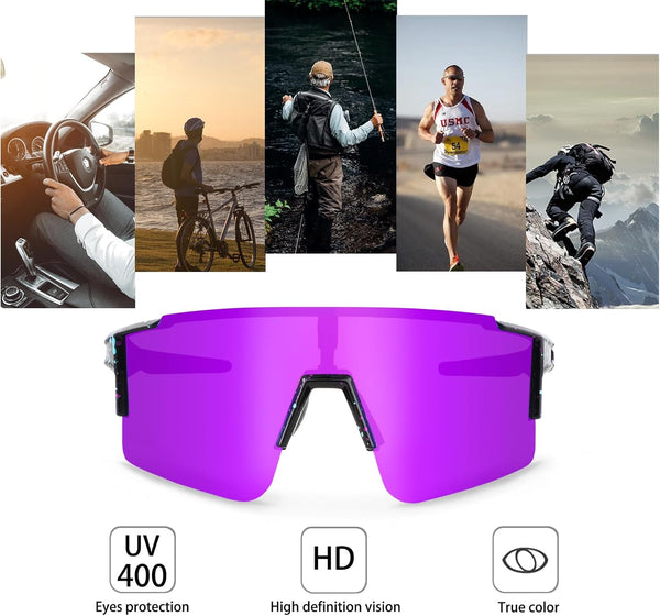 Cycling Sunglasses Polarized Sunglasses for Cycling Men Women with 1 Lens or 3 Interchangeable Lens Baseball Glasses