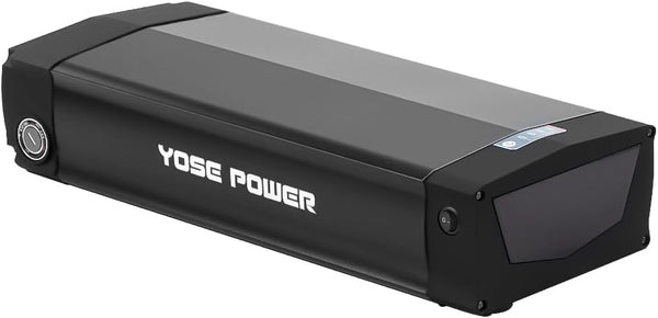 YS YOSE POWER 48V 20.8Ah Rear Rack Ebike Battery for Max 1500W Electric Bicycle Battery Black Luggage Rack 500W 1000W 1500W E-Bikes (Only Black Battery) with USB