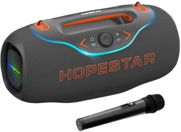 Portable Bluetooth Speaker with RGB Lights, 1Mic 10M Range, Shock Heavy Bass, 200W, Gray