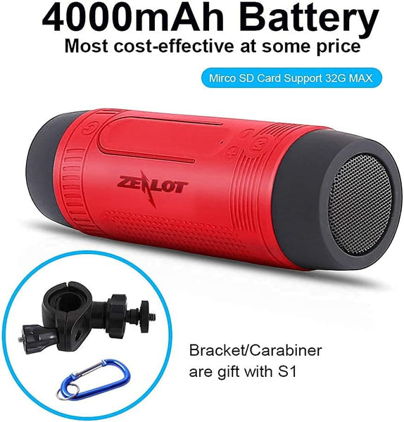 Portable Bluetooth Speaker with LED Torch Light, Outdoor Speaker Waterproof IPX5, Wireless Speakers, Gift, 4000Mah, AUX, TF Card, Gift for Kids/Backup Torch Light (Red)