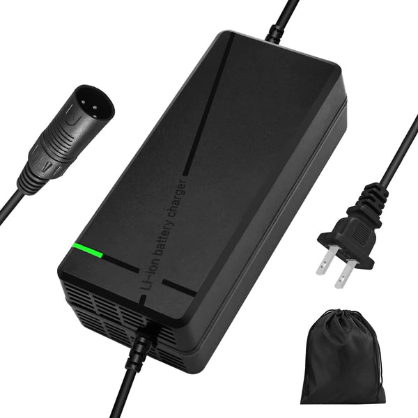 54.6V 3A / 5A Super Fast Charger for 48V Lithium Battery,No Adapter,7 Types of Plugs to Choose from, More Secure.Compatible with Most Plugs. with Cooling System (Cannon/XLR plug-3A)