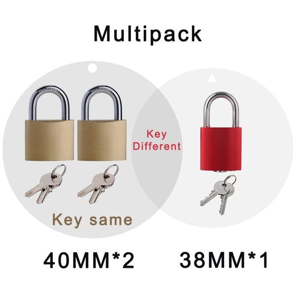 SEPOX 2-Pack Premium Solid Brass Padlock Keyed Alike, 1-9/16" 40mm Heavy Duty Weatherproof Outdoor Lock with 4 Same Keys, Copper Padlock for Gate, Gym Locker, Tool Box, Storage, Shed, Fence & More