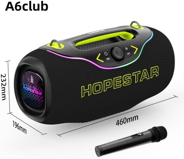 Portable Bluetooth Speaker with RGB Lights, 1Mic 10M Range, Shock Heavy Bass, 200W, Gray