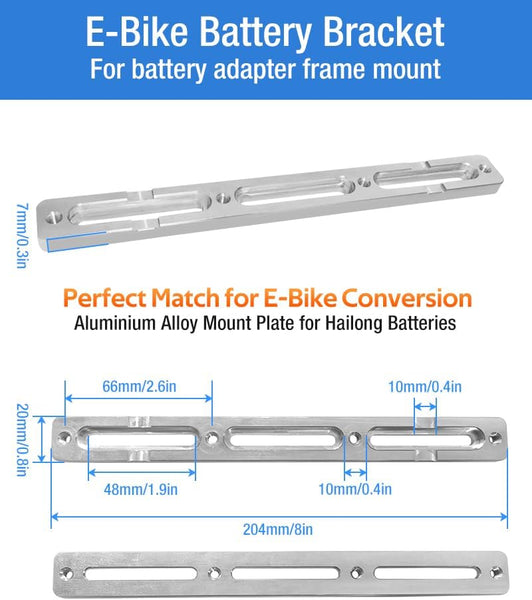 E-Bike Battery Bracket for Battery Adapter Frame Mount,Aluminium Alloy Mount Plate for Hailong Batteries,Ebike Conversion Kit for Battery Adapter Frame Mount
