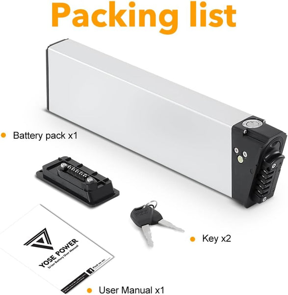 YS YOSE POWER Folding Ebike Battery 48V 11.6Ah Compatible with Samebike LO26 20LVXD30 LAFLY X3 X5 Electric Bicycle 48V Electric Bike Batteries for DCH006 E Bike Battery Replacement