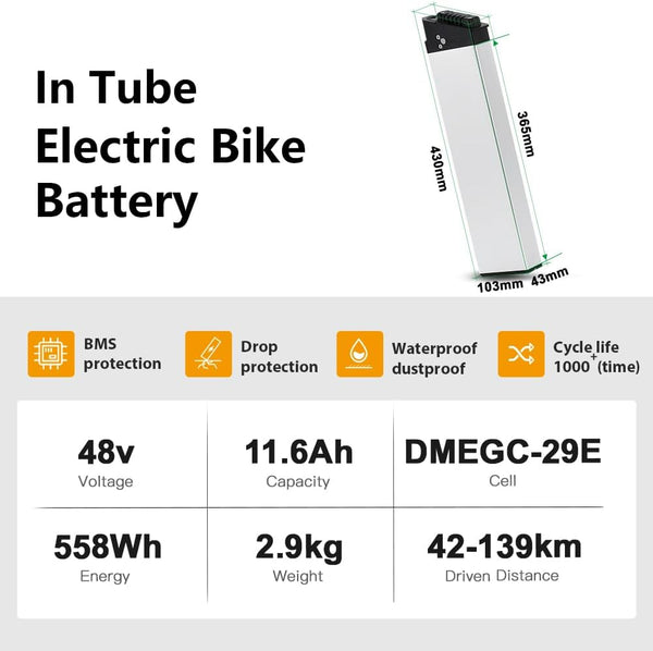 YS YOSE POWER Electric Bike Battery 48V 11.6Ah Compatible with Electric XP Samebike LO26 20LVXD30 XWLX09 Fiido M1 pro(not M1) Electric Bicycle Fit for DCH006 Battery Replacement