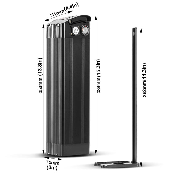 YS YOSE POWER 48V 15AH Lithium Ebike Battery Seat Tube 250W 350W 500W 750W 1000W Bicycle Electric Bike Battery with Charger 2Pins Discharge Port 30A BMS Silverfish E Bike Batteries
