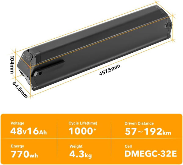 YS YOSE POWER Reention Dorado Plus Ebike Battery 48V 16Ah Ebike Replacement Battery for Aventon Pace 500 Lithium Batteries Compatible with NCM Moscow Magnumbikes Electric Bike