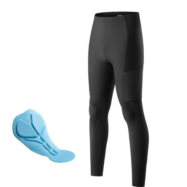 ROCKBROS Men's Cycling Pants with 3D Padding, Breathable Bike Tights for Road MTB Riding with Pockets Black