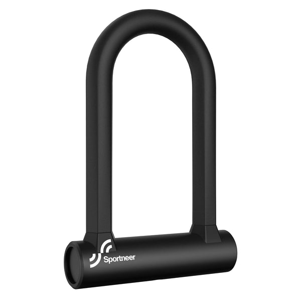 Sportneer Bike Lock: Heavy Duty Anti Theft Bike U Lock with 5ft Security Steel Cable - 17mm Shackle Bicycle U-Locks with 2 Keys & Mounting Bracket for Road Mountain Bike, Size 7.76''x5.02'', 1.64lb