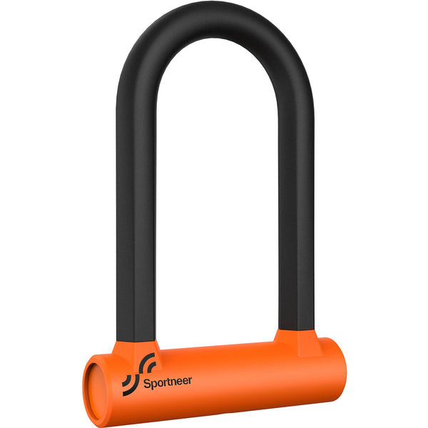 Sportneer Bike Lock: Heavy Duty Anti Theft Bike U Lock with 5ft Security Steel Cable - 17mm Shackle Bicycle U-Locks with 2 Keys & Mounting Bracket for Road Mountain Bike, Size 7.76''x5.02'', 1.64lb