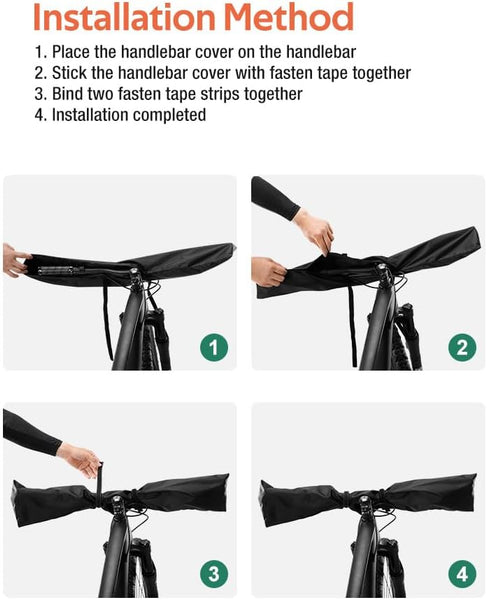 2-Piece Bike Cover for Handlebar,with 2*Drawstring Storage Bags,Easy to Install and disassemble.