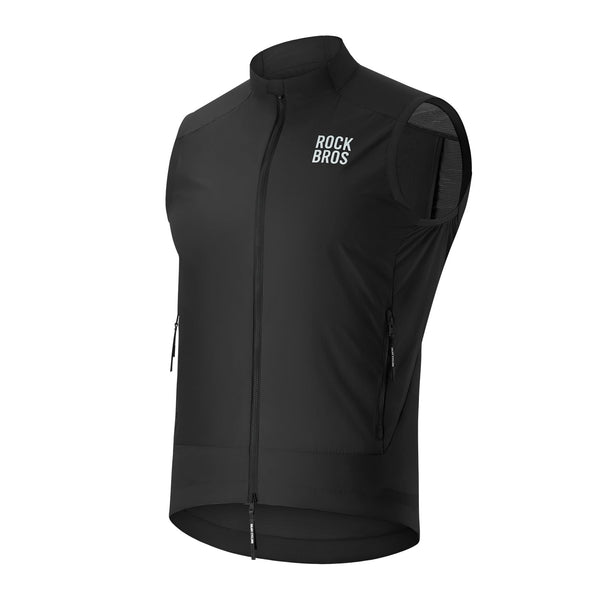 ROCKBROS Cycling Vest for Men Windproof Sleeveless Jacket Two-way zipper Gilet Super-Light Coat for Cycling Hiking Running
