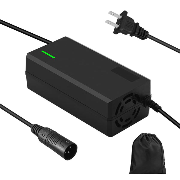 54.6V 3A / 5A Super Fast Charger for 48V Lithium Battery,No Adapter,7 Types of Plugs to Choose from, More Secure.Compatible with Most Plugs. with Cooling System (Cannon/XLR plug-3A)