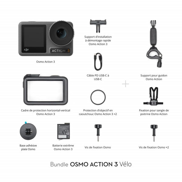 DJI Osmo Action 3 Outdoor Combo, Action Camera 4K with Chest & Backpack Strap Mount for Travel, Sports, Stabilization, Cold Resistant, Waterproof Action Camera with 2 Batteries up to 320 Mins - TRIPPER ELECTRIC BIKES