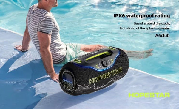 Portable Bluetooth Speaker with RGB Lights, 1Mic 10M Range, Shock Heavy Bass, 200W, Gray