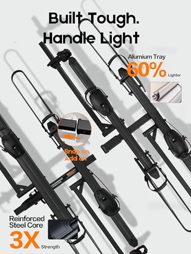 4 Bike Rack for Car Hitch Mount - Young Electric Bike Rack for Cars, SUVs, Trucks, Detachable 250 lbs Ebike Carrier for Tow Hitch Ebikes & Bikes, Folding Add-On E Bike Racks with 2" Receiver