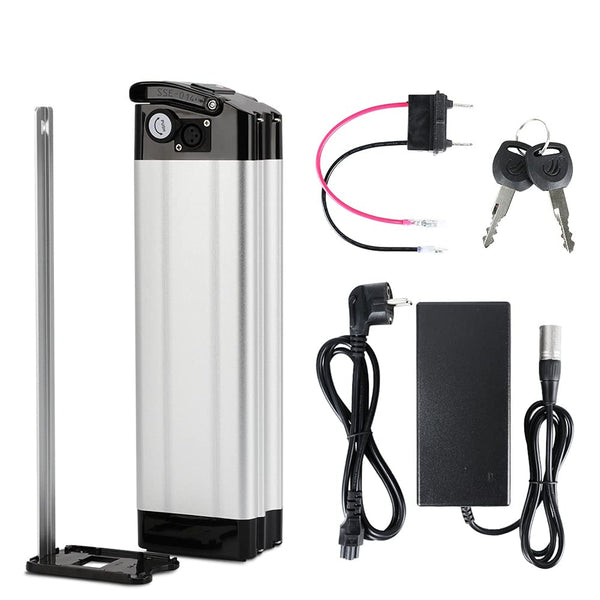 YS YOSE POWER 48V 15AH Lithium Ebike Battery Seat Tube 250W 350W 500W 750W 1000W Bicycle Electric Bike Battery with Charger 2Pins Discharge Port 30A BMS Silverfish E Bike Batteries