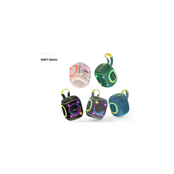 10W Portable Speaker with RGB Lights, Big Bass LED Lights, Supports TF Card/USB, AUX in, TWS for Party (Black)