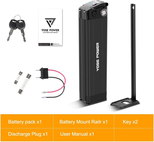 YS YOSE POWER 48V 15.6Ah Ebike Battery Compatible with ECOTRIC Hammer Fat Tire Ebike 48V 15Ah Electric Bike Battery Fit for ECOTRIC Hammer FAT20850C Bicycle Battery 430mm Height