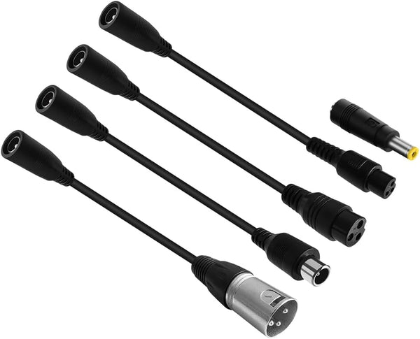5 Adapting Plugs, DC2.1 to DC2.5/8mm DC Barrel/GX12/GX16/XLR Plug
