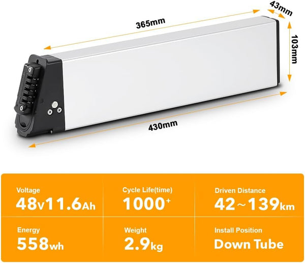 YS YOSE POWER Folding Ebike Battery 48V 11.6Ah Compatible with Samebike LO26 20LVXD30 LAFLY X3 X5 Electric Bicycle 48V Electric Bike Batteries for DCH006 E Bike Battery Replacement