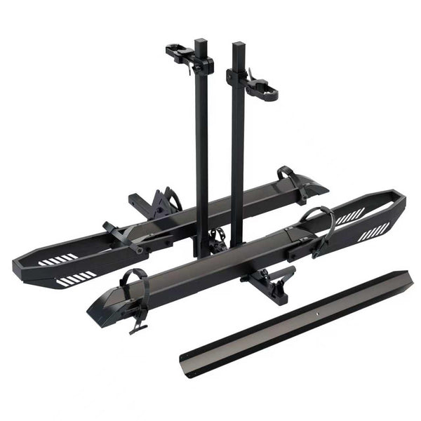 Ebike Rack with Ramp, Foldable Bike Rack for Tow Hitch, Heavy Duty Bike Carrier for 2 Fat Tire Bikes with 300LBS Load Capacity - Fits SUV, Truck, Trailer, RV-Gray