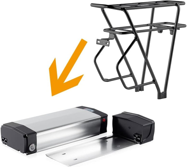 YS YOSE POWER Black Luggage for YOSE Power 48V 20.8Ah Rear Ebike Battery which is ok for Max 1500W Electric Bicycle Battery Black Luggage Rack 500W 1000W 1500W E-Bikes (Only Rack)