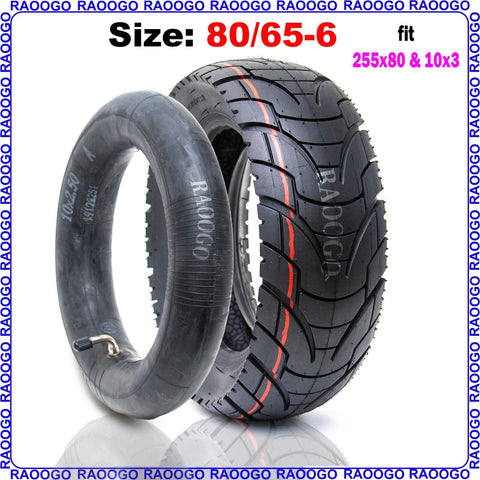 80/65-6 Tire & 10X2.5 Tube Fit 255X80 & 10X3 10 Inch Electric Scooter